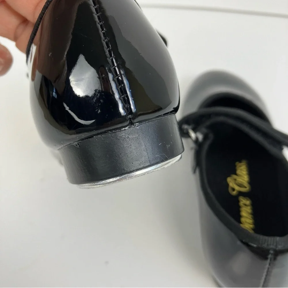 Dance Class Black Patent Leather Molly Jane Tap Shoes Dance Shoes Sz 10 1/2